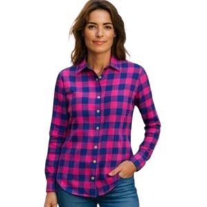 Vineyard Vines Pink / Blue Buffalo Check/ Gingham Inspired Button Down Shirt. 0